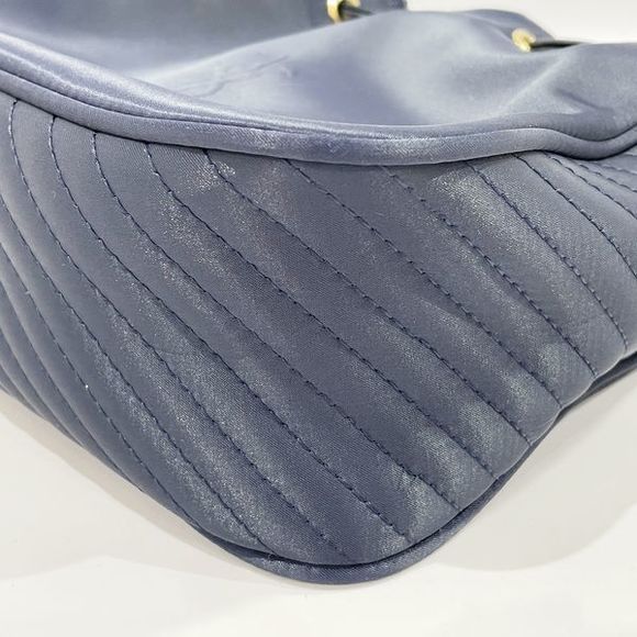 Yves Saint Laurent YSL Logo Drawstring Shoulder Bag Navy - Picture 8 of 12